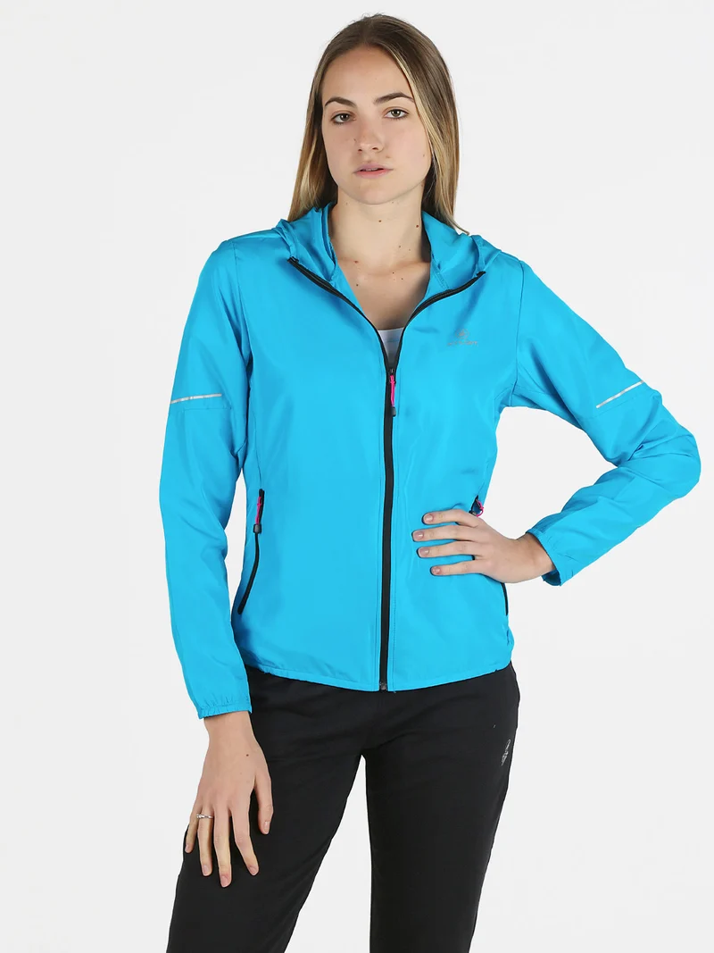 Giacca running da donna con cappuccio - blu