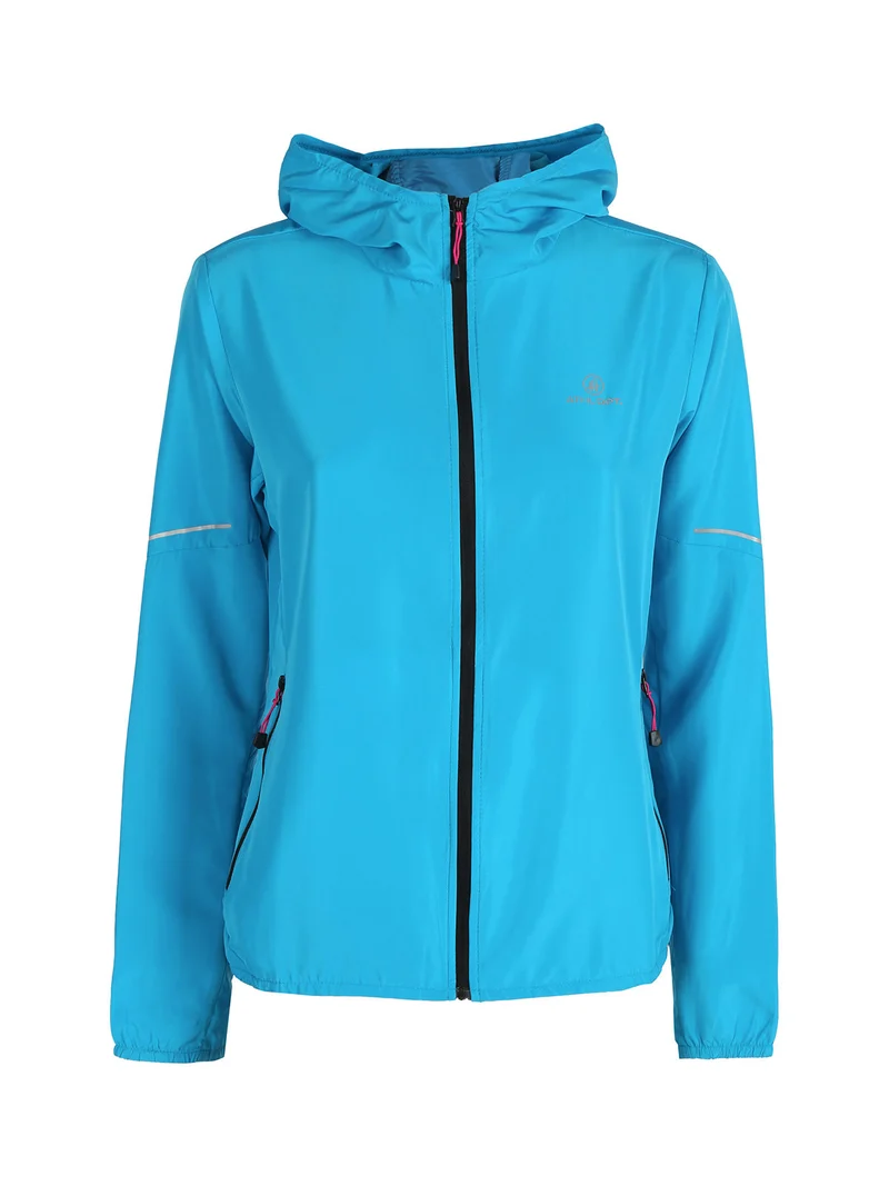 Giacca running da donna con cappuccio - blu