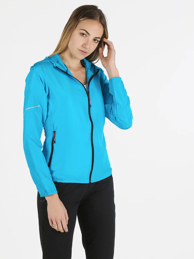 Giacca running da donna con cappuccio - blu