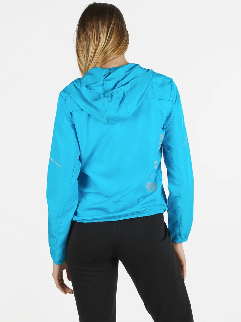 Giacca running da donna con cappuccio - blu