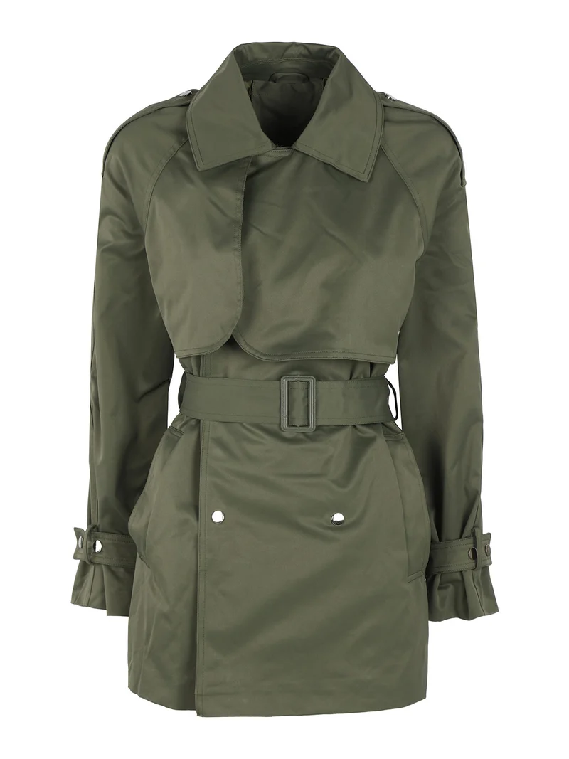 Trench donna con chiusura a doppiopetto e cintura - oliva
