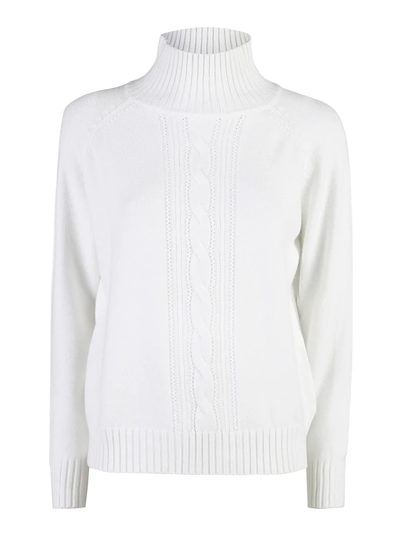 Pullover donna con collo alto - bianco