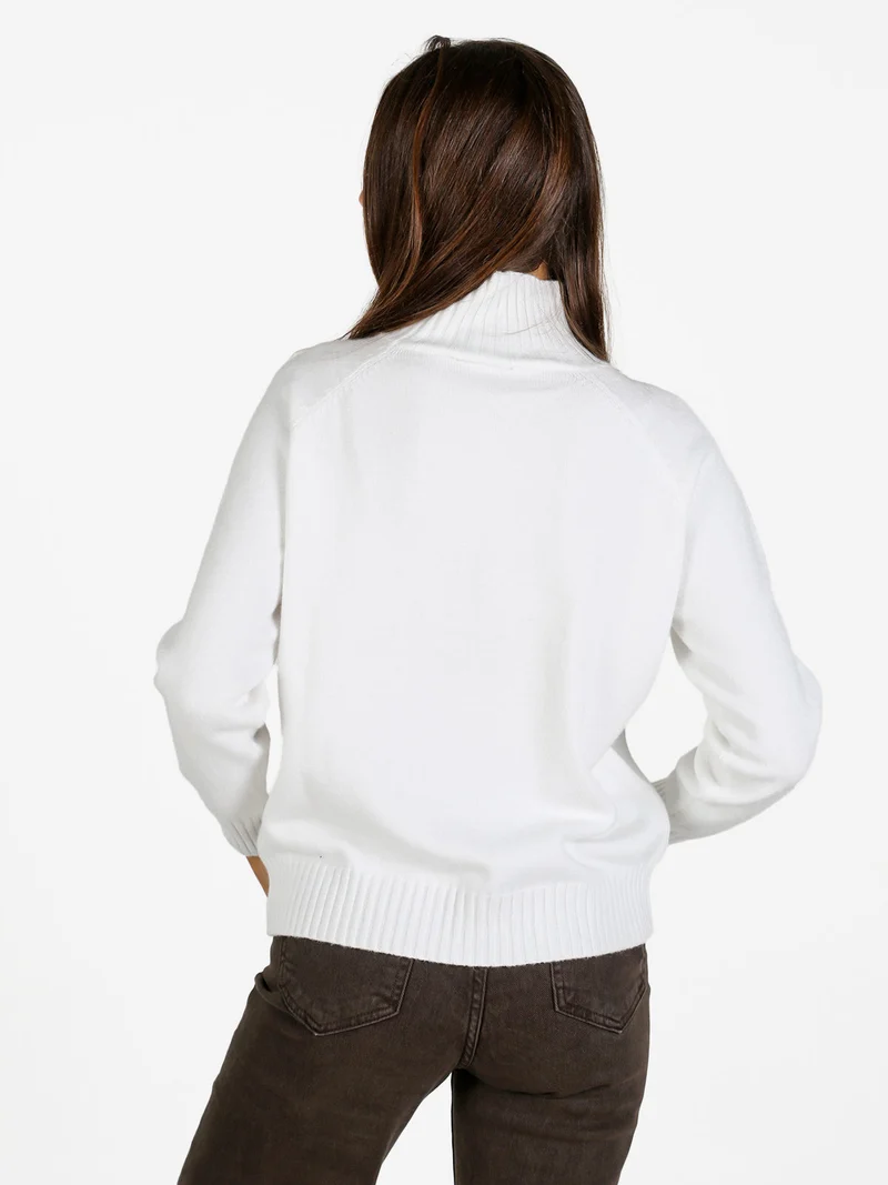 Pullover donna con collo alto - bianco