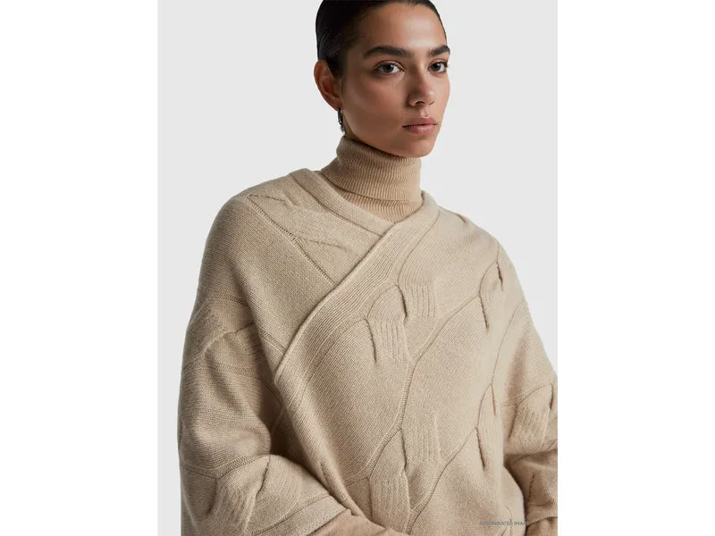 Cape mit Rautenmuster aus reinem Kaschmir