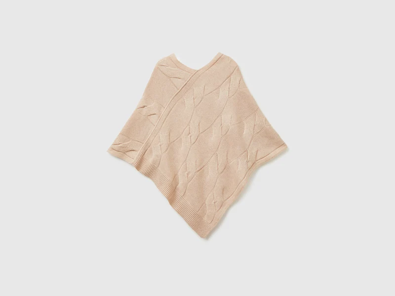 Cape mit Rautenmuster aus reinem Kaschmir