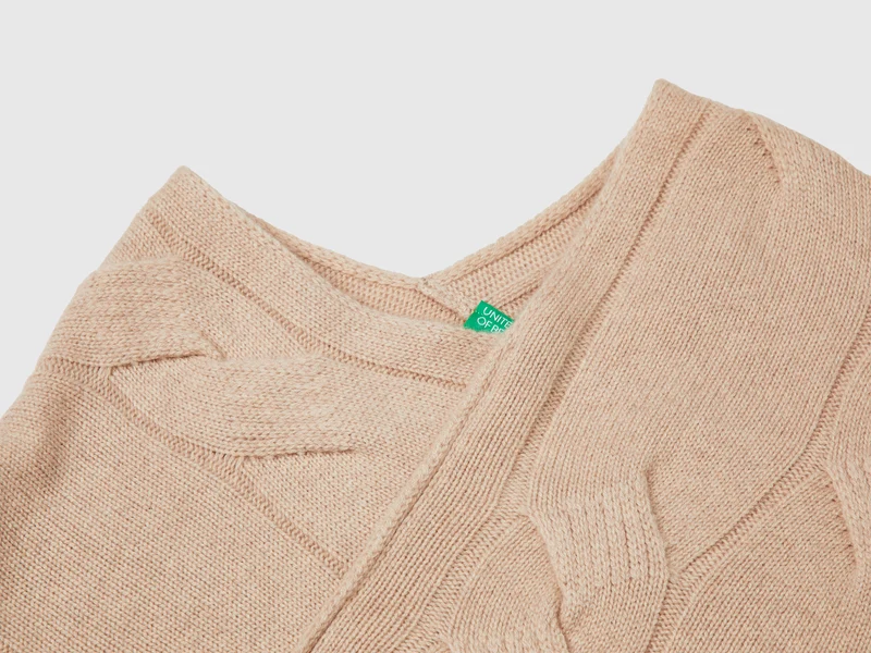 Cape mit Rautenmuster aus reinem Kaschmir