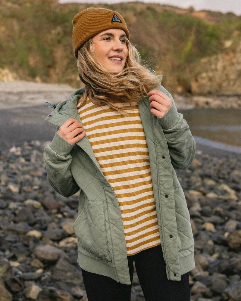 Clementine Recycled Quilted Popper Up Hoodie