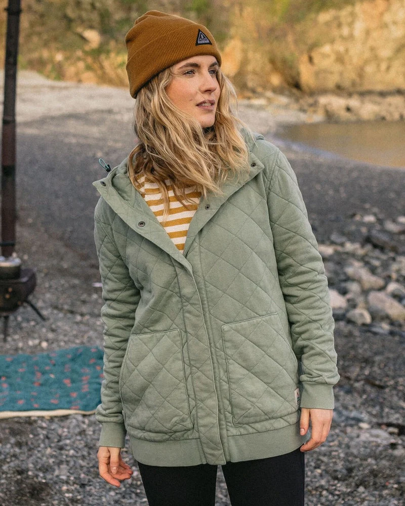 Clementine Recycled Quilted Popper Up Hoodie