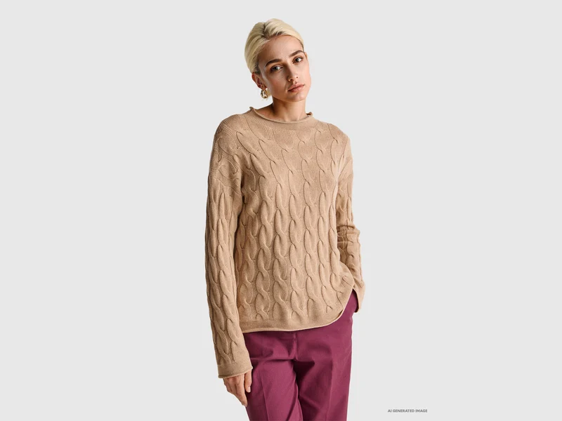 Zopfmusterpullover aus Kaschmirmischung