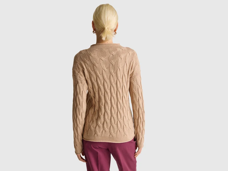 Zopfmusterpullover aus Kaschmirmischung