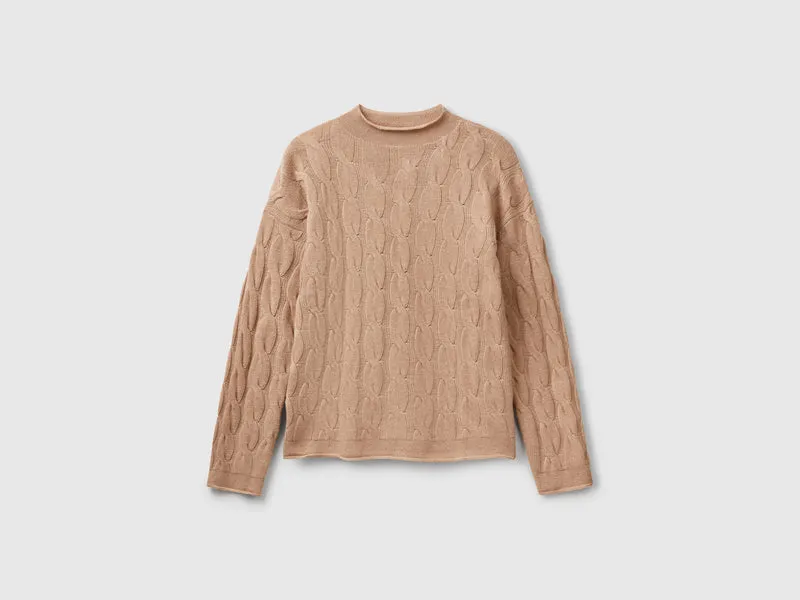 Zopfmusterpullover aus Kaschmirmischung