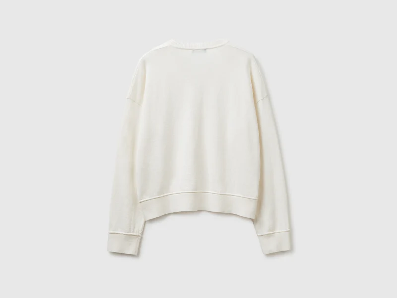 Pullover mit V-Ausschnitt aus Baumwolle und Wolle