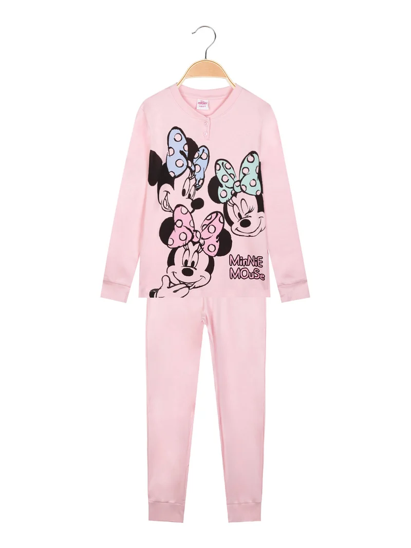 MINNIE Pigiama lungo in caldo cotone da bambina - rosa