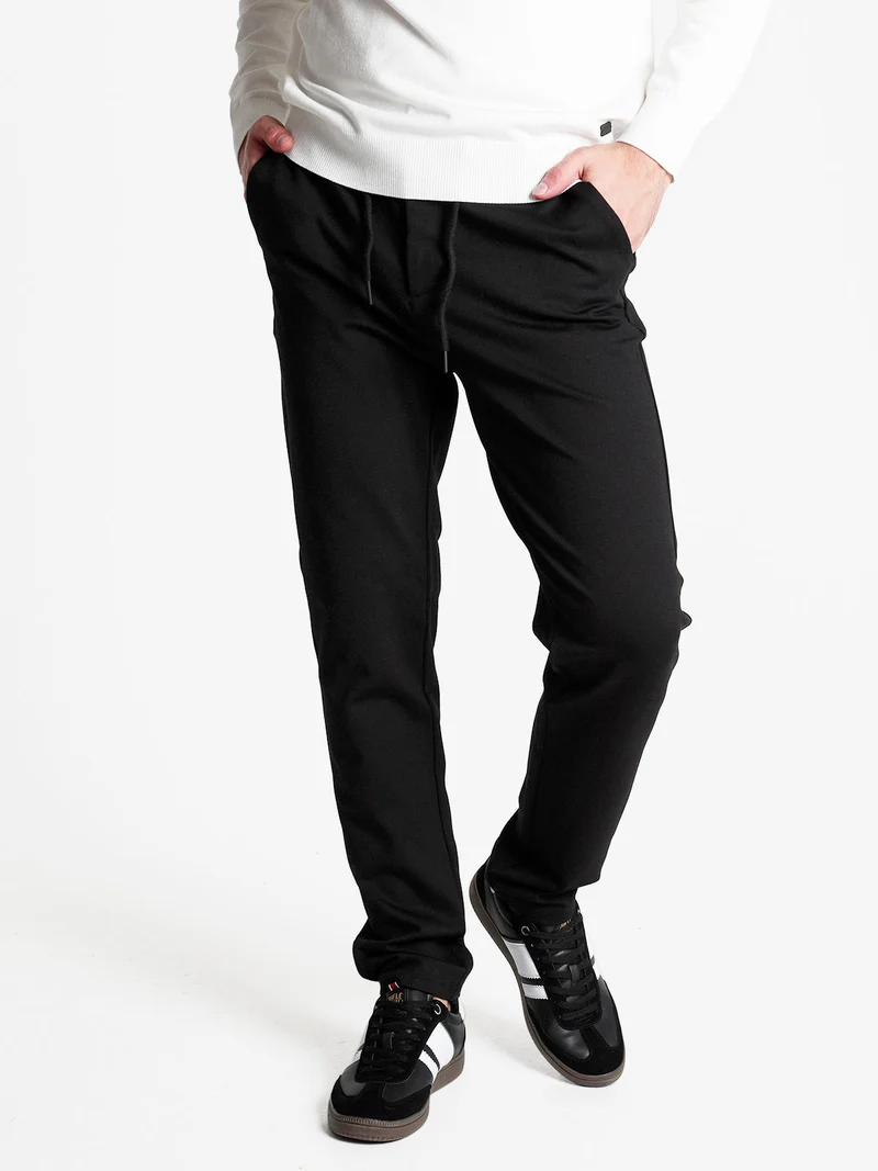 Pantaloni casual da uomo con coulisse - nero