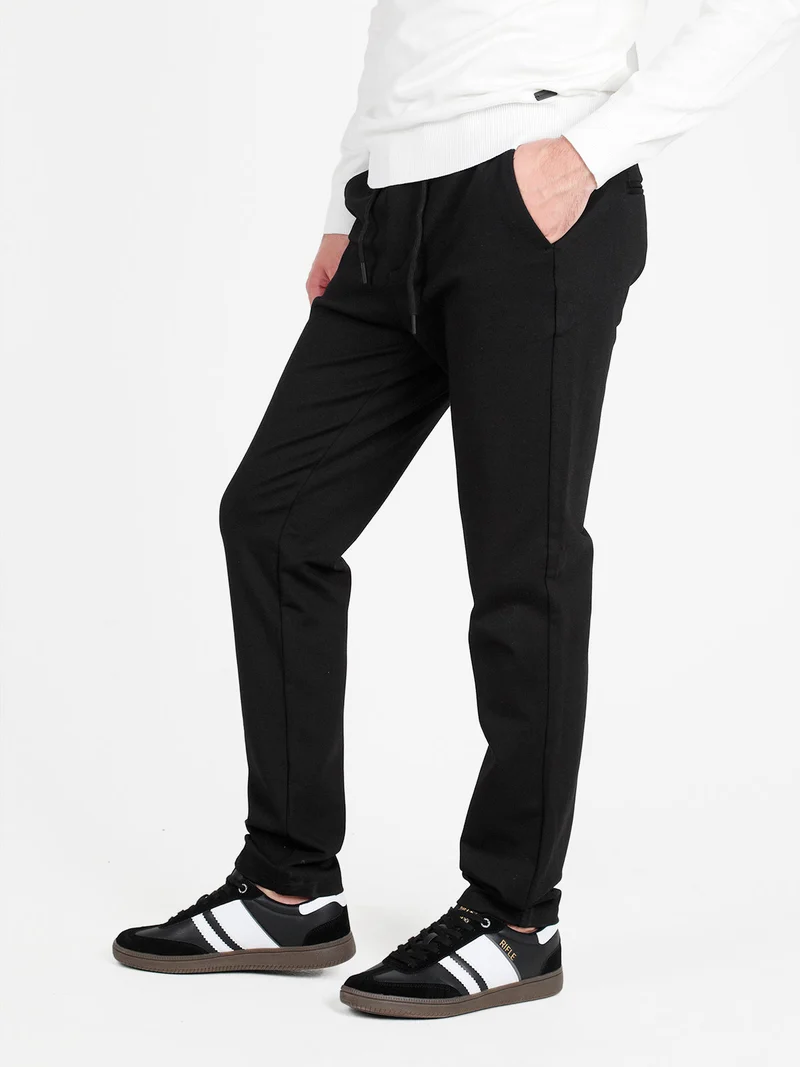 Pantaloni casual da uomo con coulisse - nero