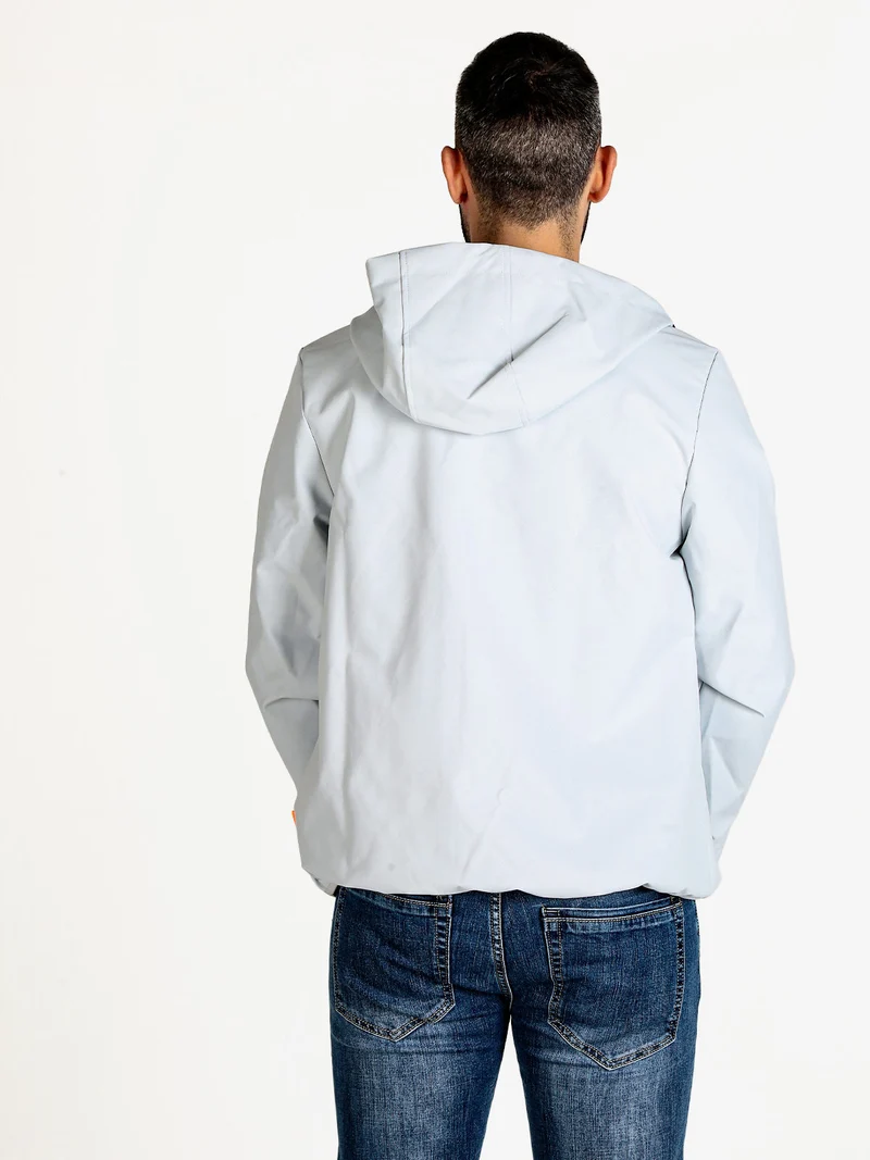 Giacca a vento da uomo impermeabile con cappuccio e zip - perla