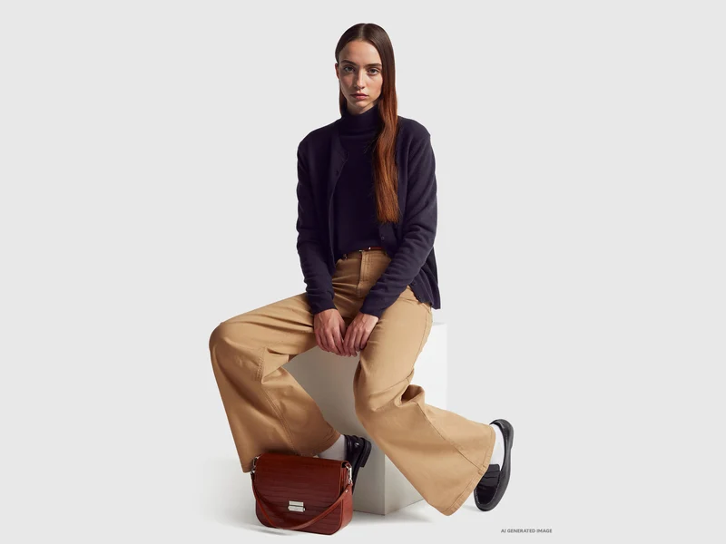 Schwarzer Rollkragenpullover aus reiner Merinowolle