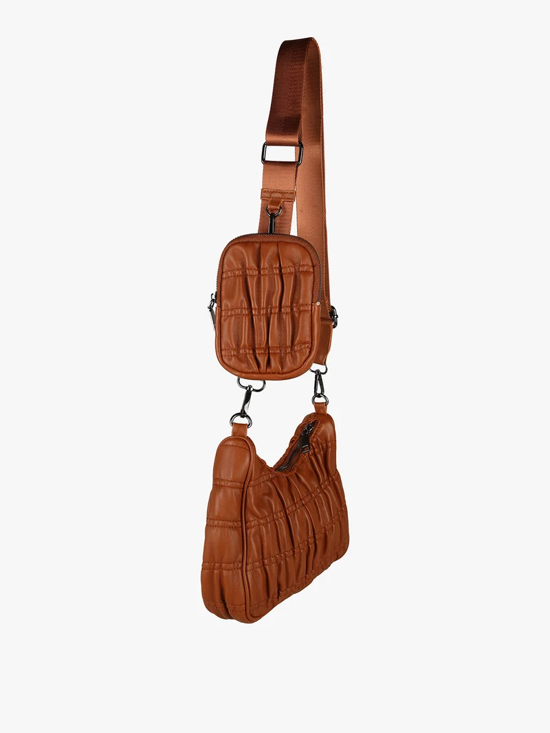 Borsa donna a tracolla con portamonete - marrone
