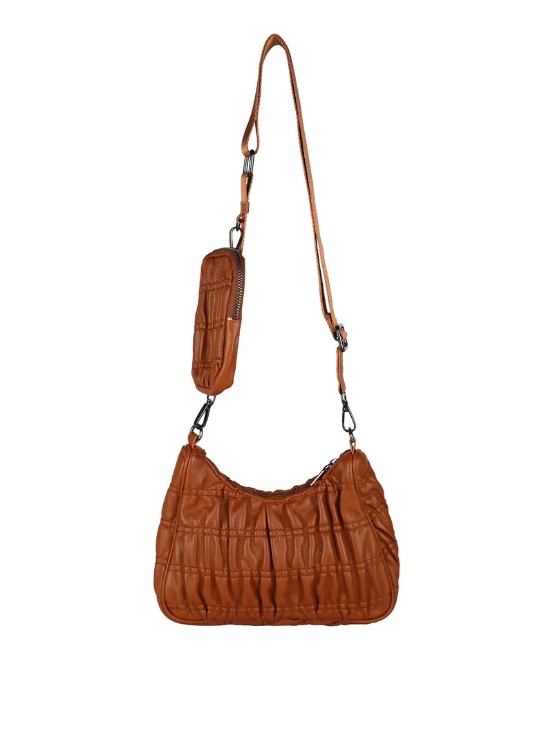 Borsa donna a tracolla con portamonete - marrone