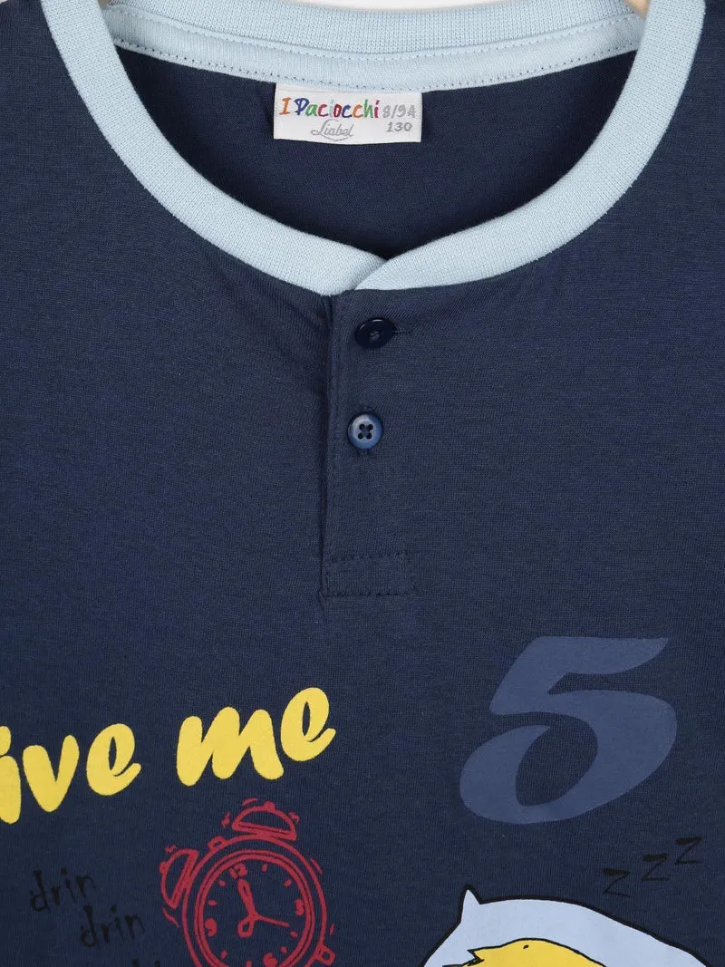 Pigiama corto in cotone T-shirt + pantaloncino - blu scuro