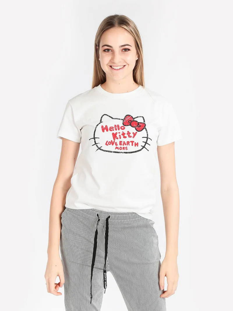 T-shirt donna in cotone con stampa - bianco