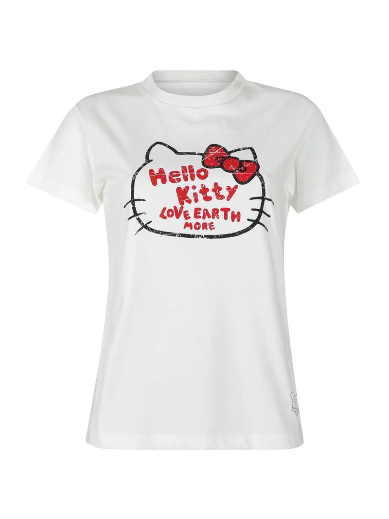 T-shirt donna in cotone con stampa - bianco