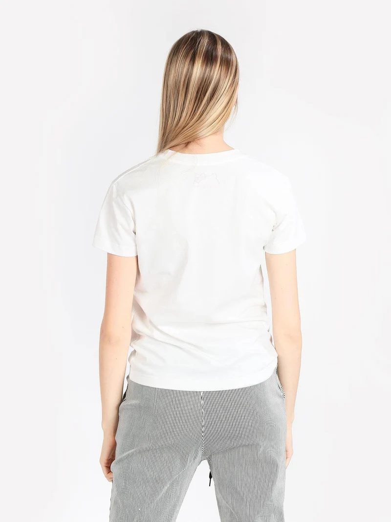 T-shirt donna in cotone con stampa - bianco