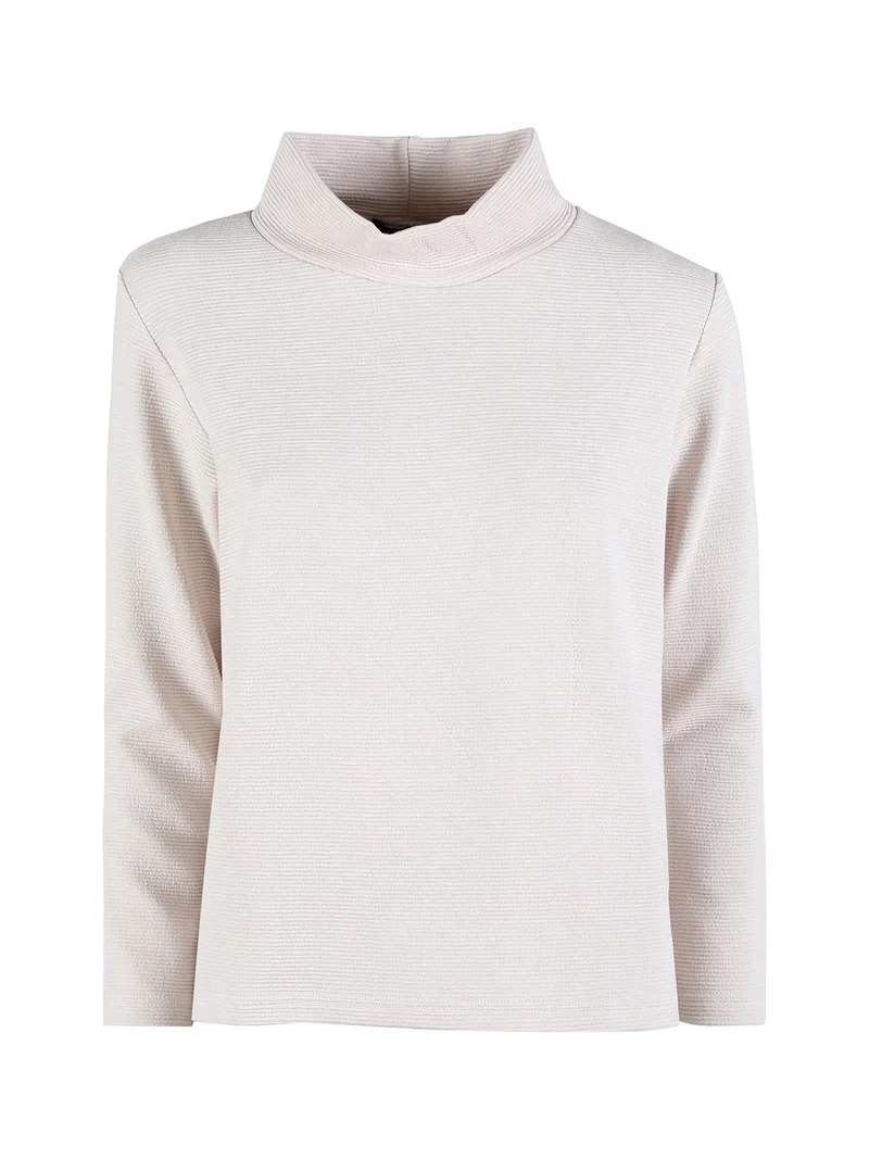 Maglia donna a maniche lunghe accollata - panna