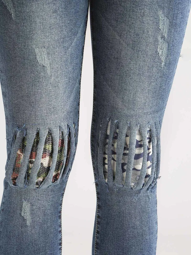 Jeans con paillettes slim fit - jeans
