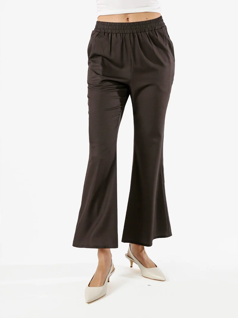 Pantaloni donna cropped con finale largo - militare