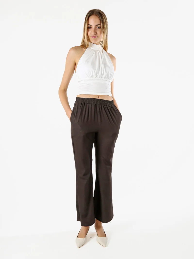 Pantaloni donna cropped con finale largo - militare