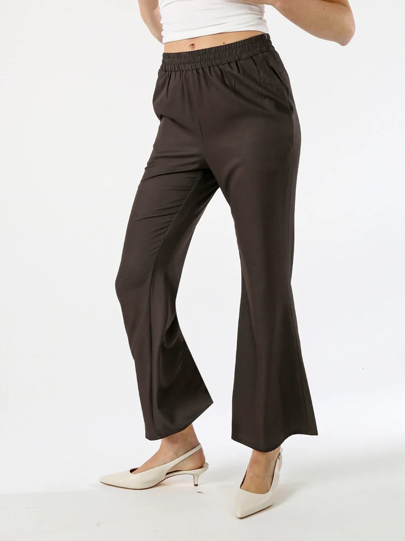 Pantaloni donna cropped con finale largo - militare