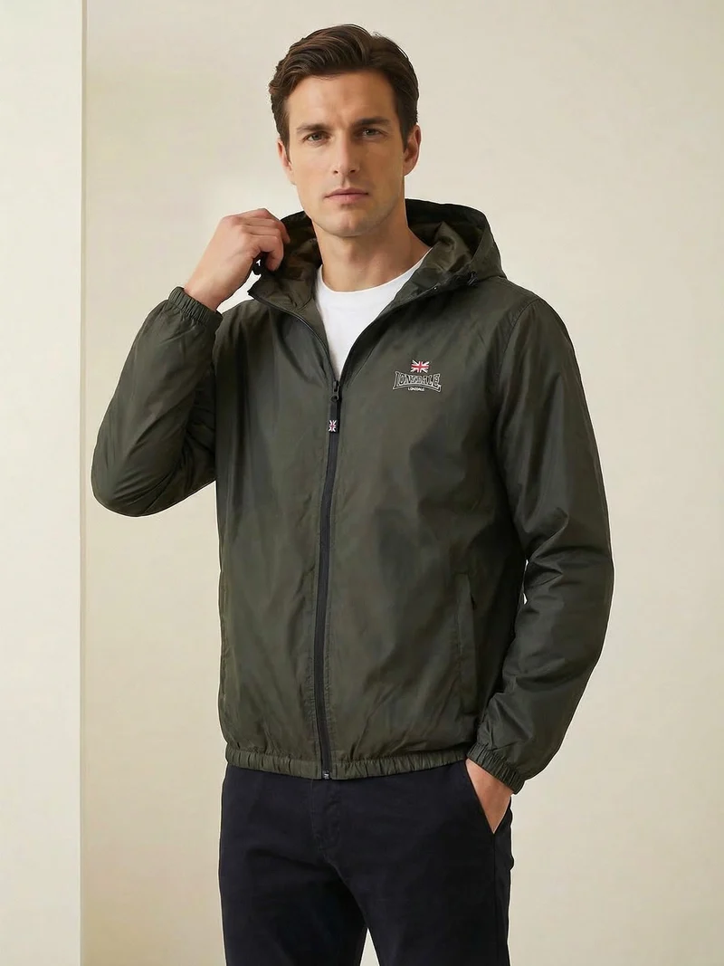 Giacca a vento con cappuccio e zip - militare