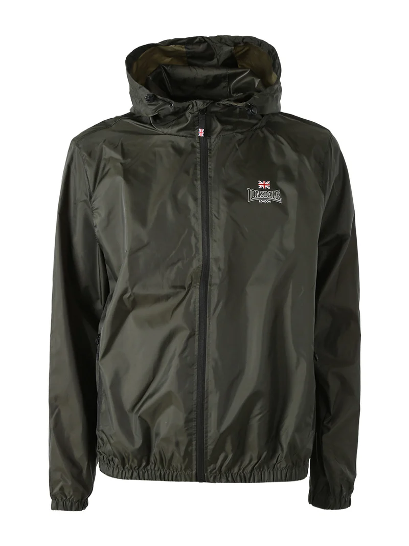 Giacca a vento con cappuccio e zip - militare