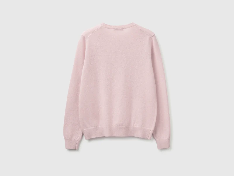 Helllila Strickjacke mit Rundhalsausschnitt aus reiner Merinowolle