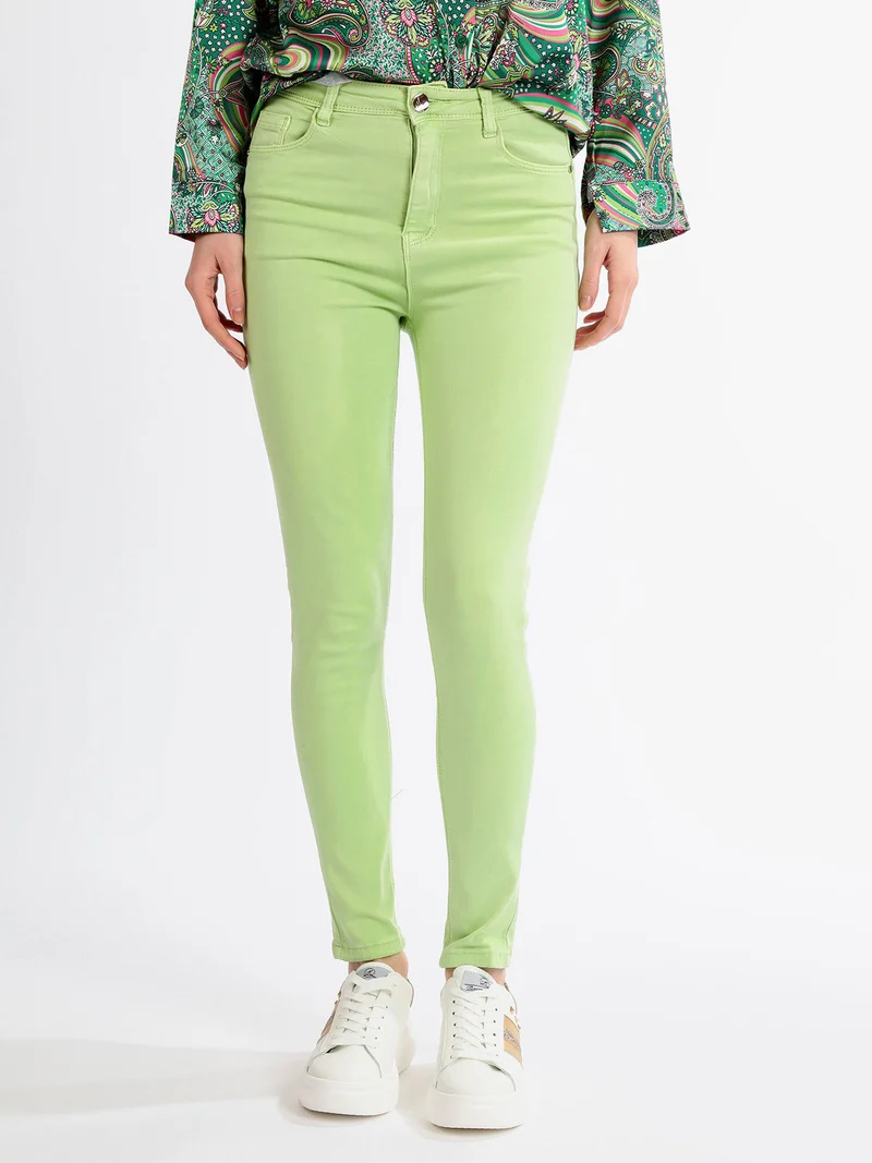 Pantaloni donna skinny in cotone - verde
