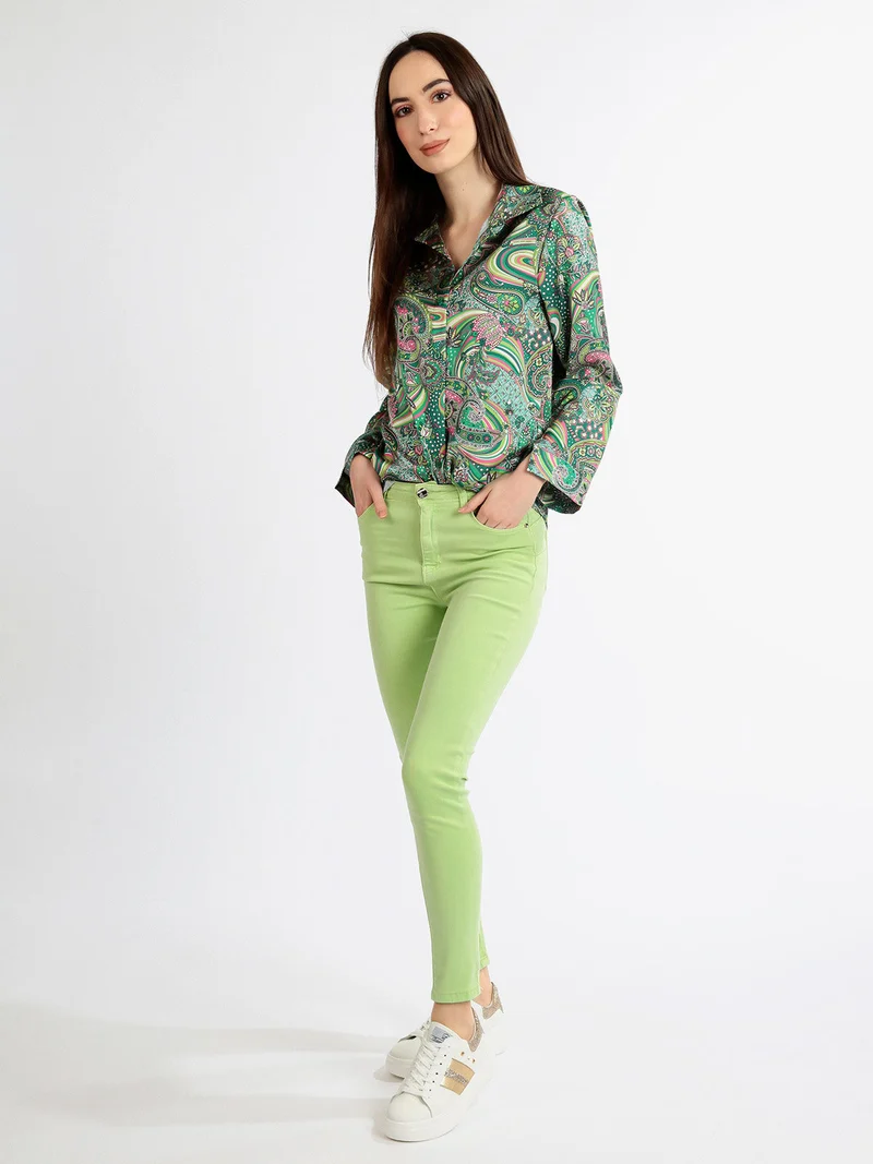 Pantaloni donna skinny in cotone - verde