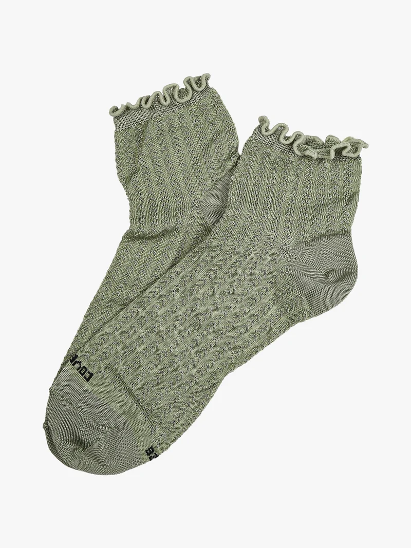 Calze corte da donna con bordo a volant - verde chiaro