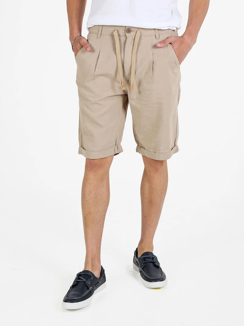 Bermuda uomo in misto lino e cotone - beige