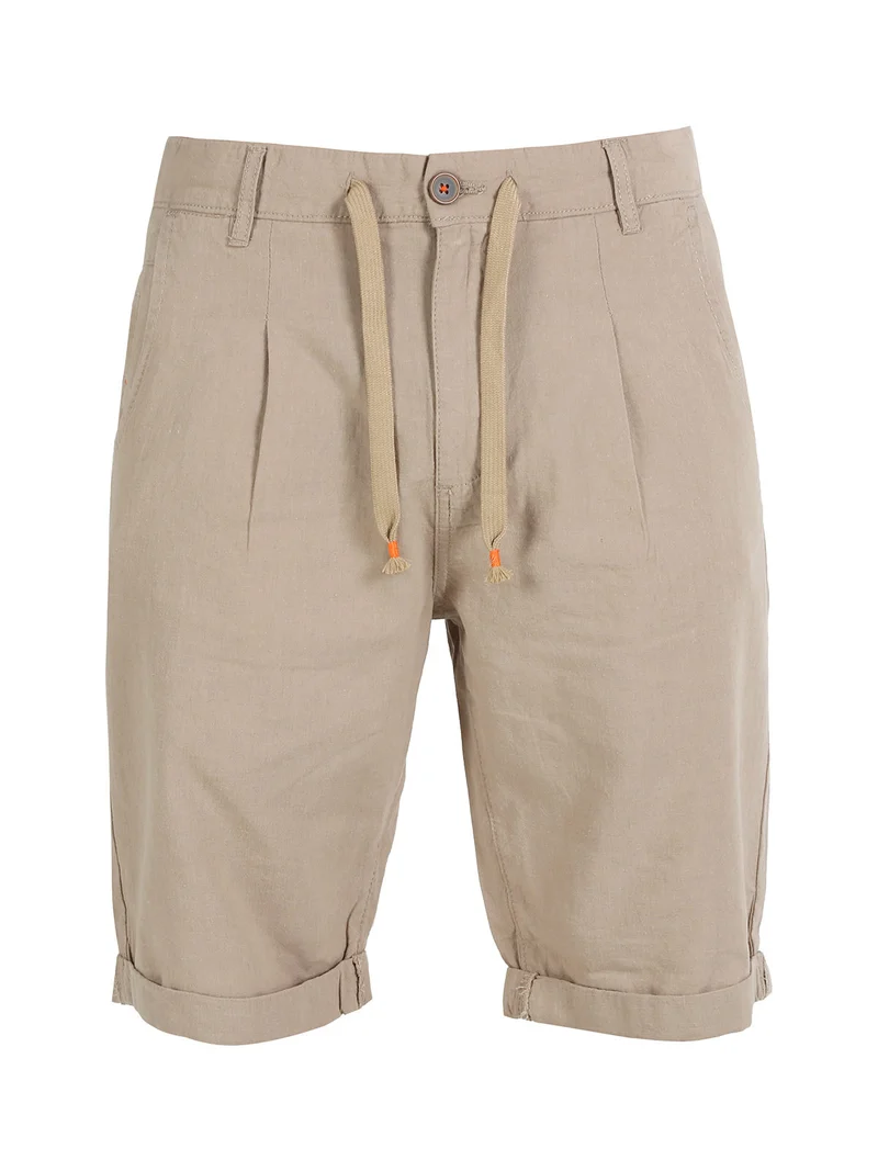 Bermuda uomo in misto lino e cotone - beige