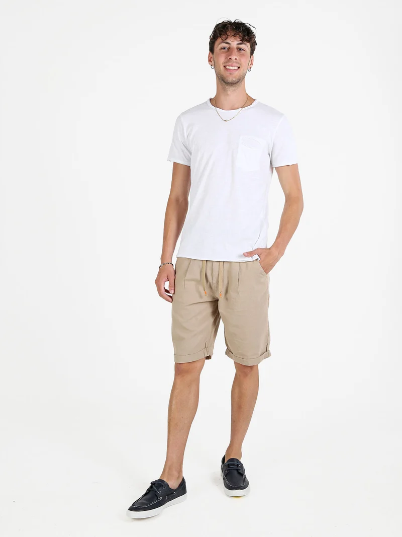 Bermuda uomo in misto lino e cotone - beige
