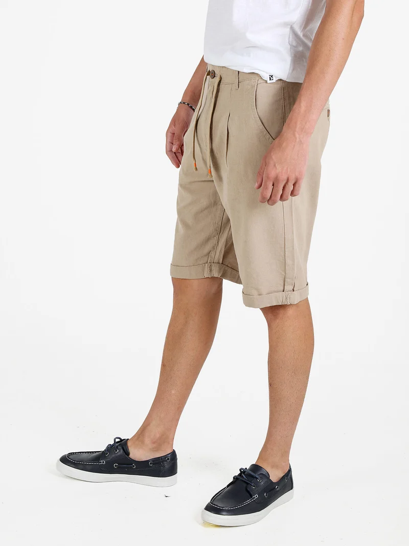 Bermuda uomo in misto lino e cotone - beige