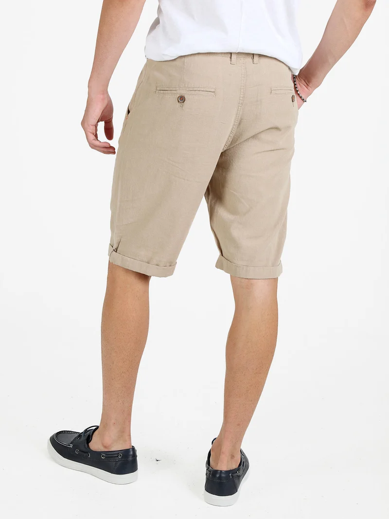 Bermuda uomo in misto lino e cotone - beige