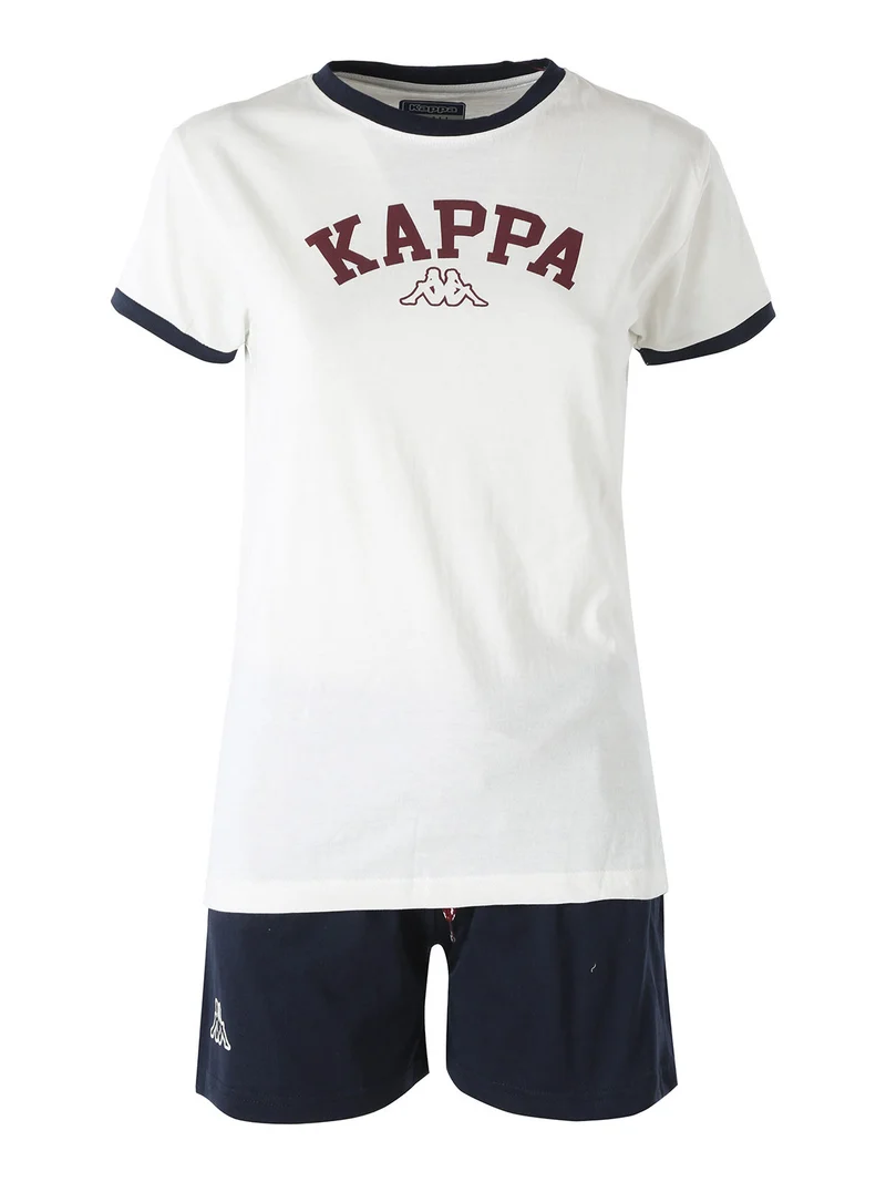 Completo corto da donna in cotone con logo - bianco