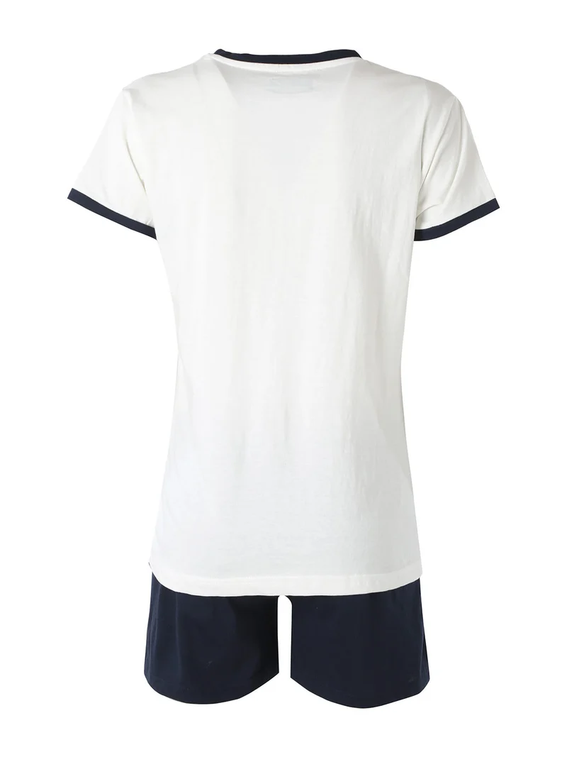Completo corto da donna in cotone con logo - bianco