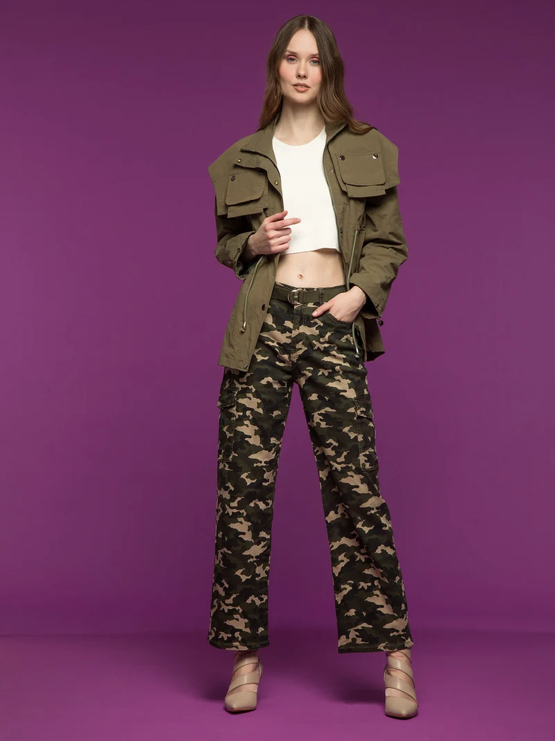 Pantaloni donna militare con tasconi - militare