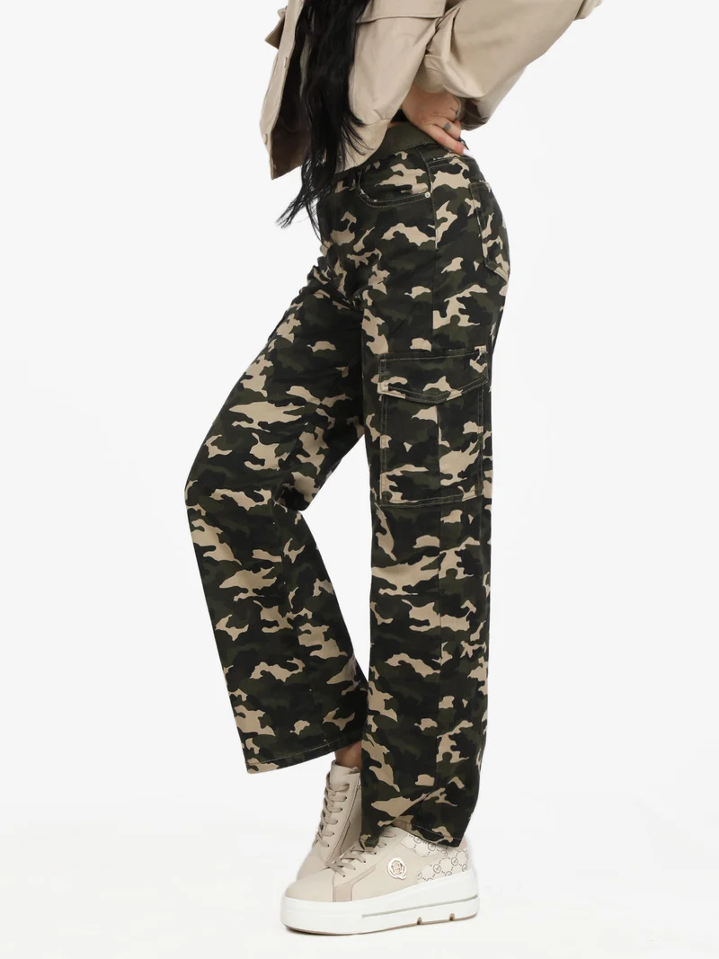 Pantaloni donna militare con tasconi - militare