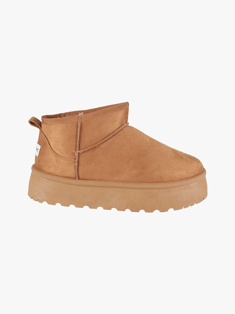 Stivaletti donna scamosciati con platform - cammello