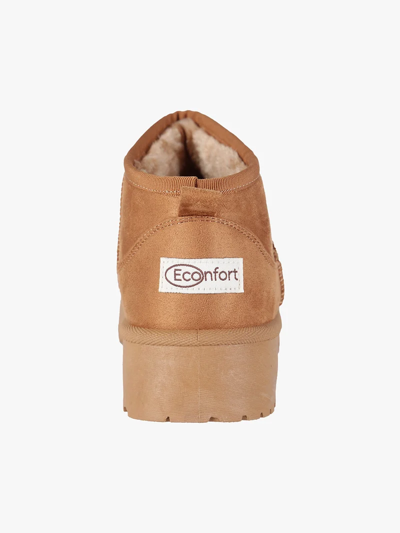 Stivaletti donna scamosciati con platform - cammello