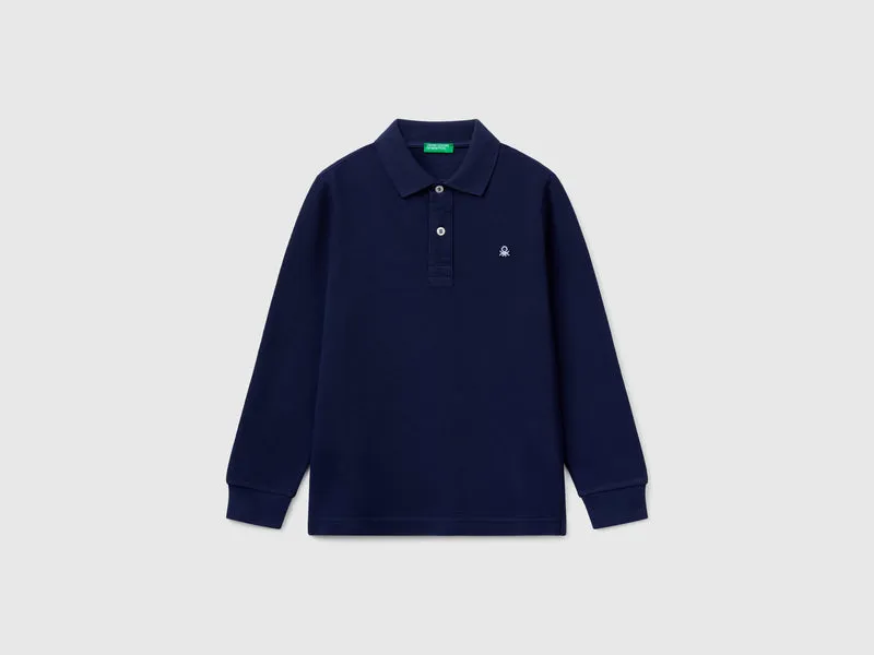 Langärmliges Poloshirt aus Baumwolle